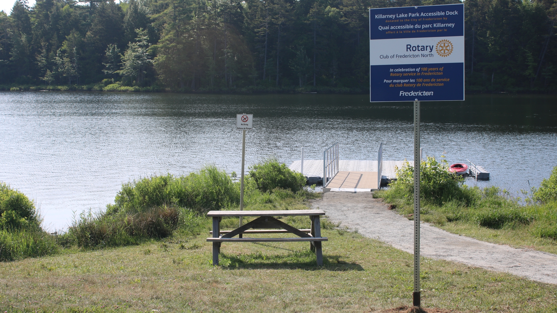 Accessible dock and kayak at Killarney Lake