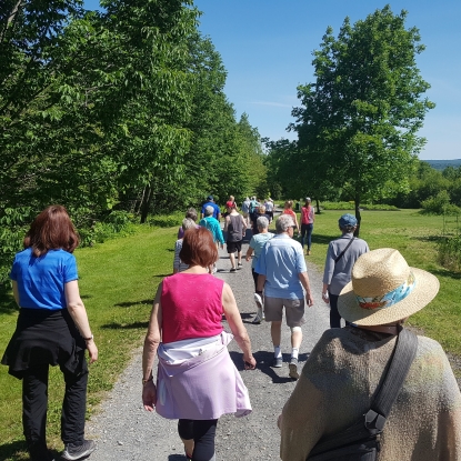 Adults walking on walking trail