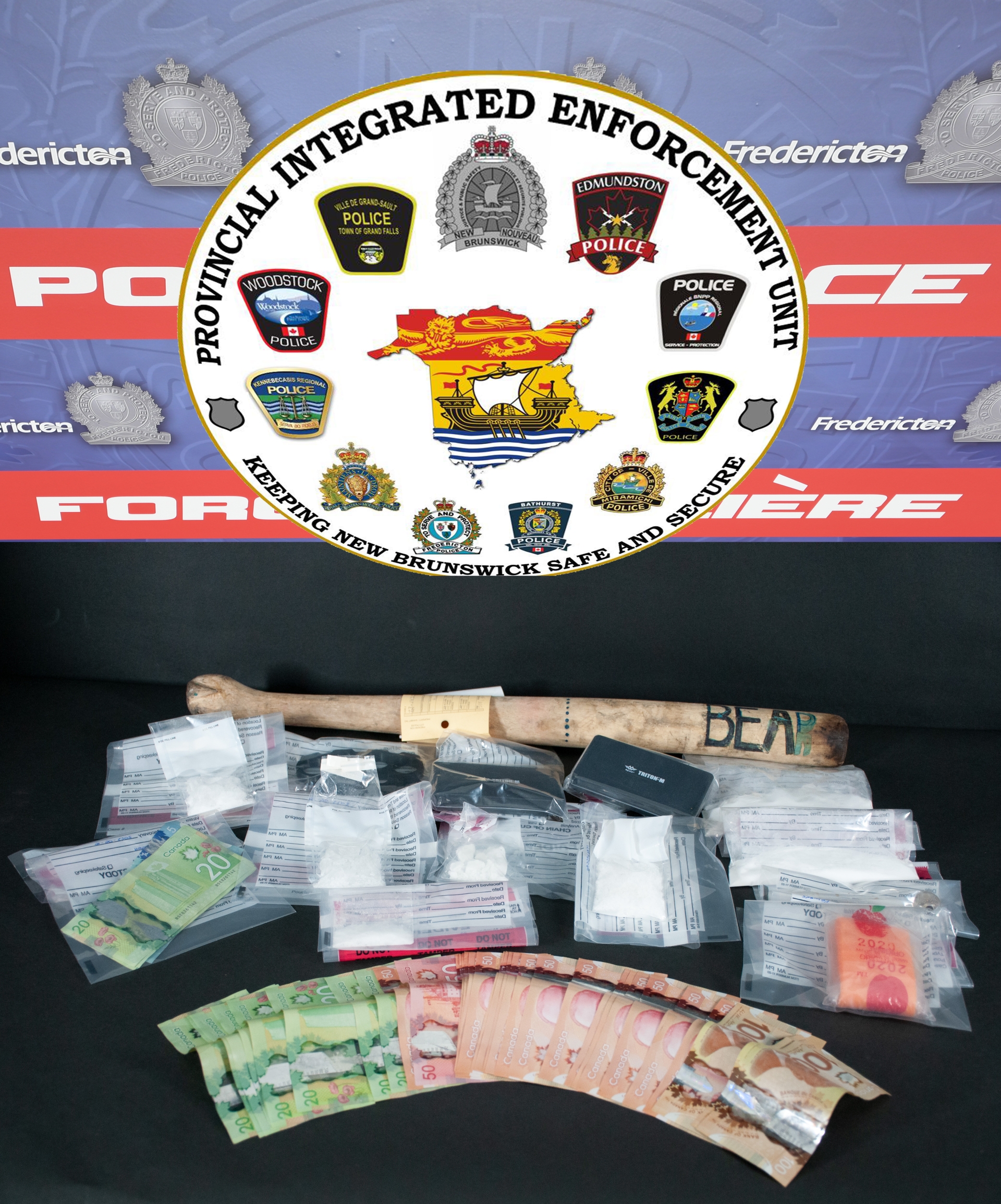 image of drugs and Canadian currency seized during arrest