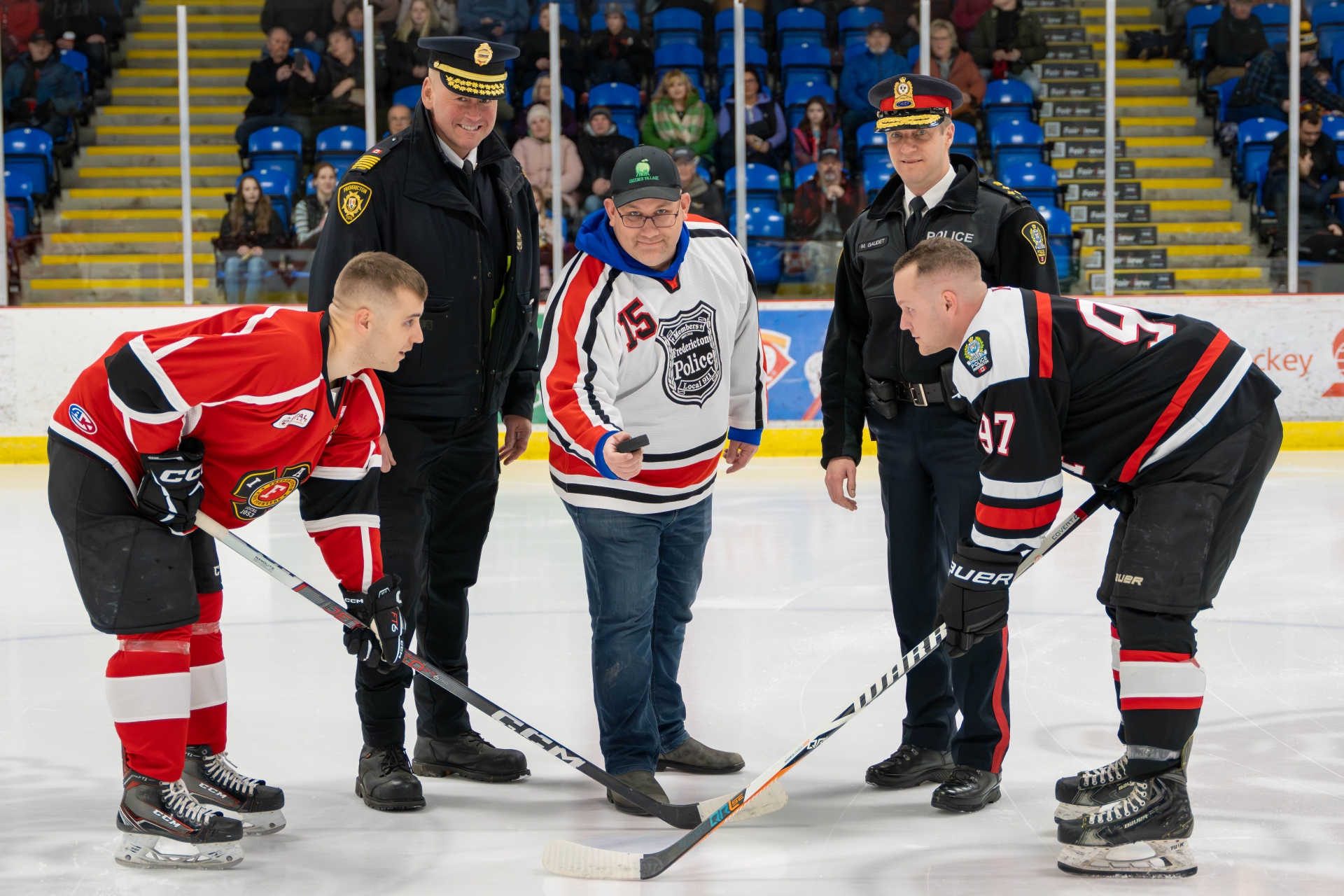 Ceremonial face-off with chiefs, Greener Village and players
